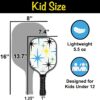 Premium Youth Pickleball Paddle Set, 2 Fiberglass Kids Paddles with Honeycomb Core, Bundle of Lightweight Fiberglass Rackets for Age 4-12, Backpack, 4 Balls, 2 Kids Rackets