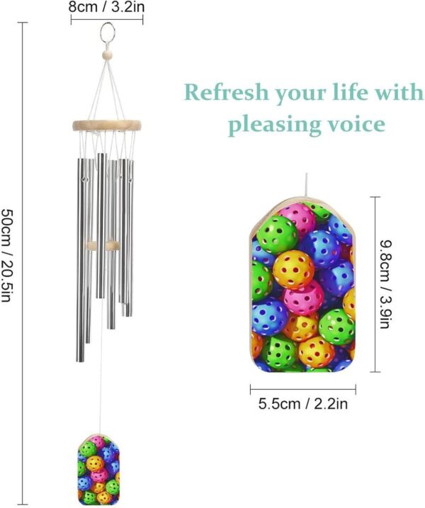 Pickleball Sports Lovers Wind Chimes for Outside with Relaxing Rich Sound, Memorial Wind Chimes Gifts for Mom,Great Gift for Your Own Patio, Porch, Garden, and Backyard