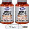 NOW Foods Sports Nutrition, Amino Complete™ | Protein Blend with 21 Aminos and B-6 | 120 Veg Capsules - Pack of 2 with Pill Organizer