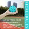 Outdoor Pickleball Balls Indoor 4 Pack Pickleball with 40 Holes- Great Durability, Bounce Meet USAPA Requirement Pickleball Balls Teal Green