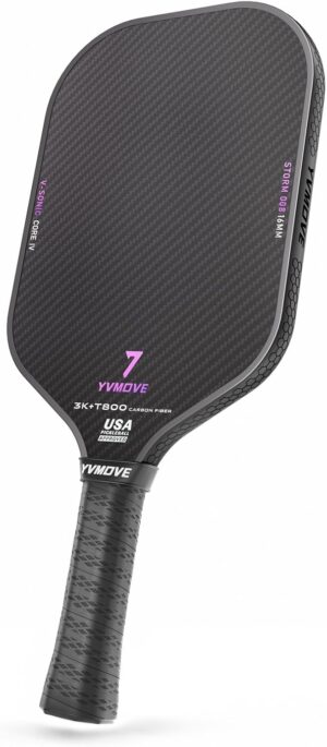 Pickleball Paddle with 3K T800 Raw Carbon Fiber Surface & 16mm V-Sonic IV Power Core, Premium Pickle Ball Racket Designed for Increased Power & Ultimate Spin, USAPA Approved