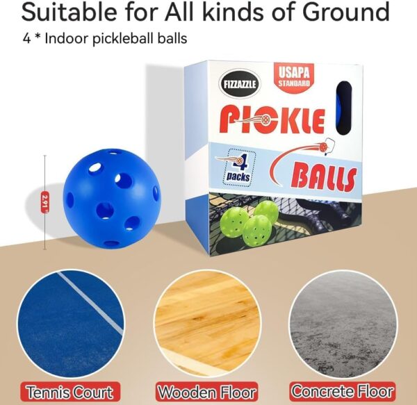Fizzazzle Indoor Pickleball Balls - 4/6 Pack 26 Holes - USAPA Standard - High Resilience & Durability Blue Balls