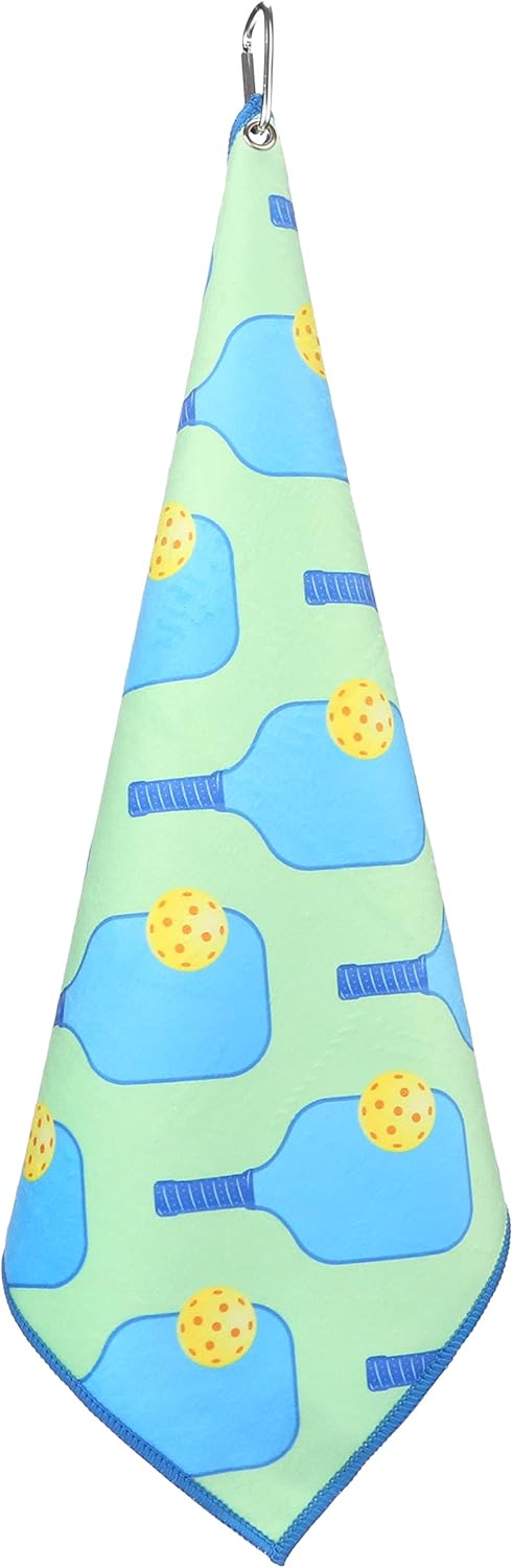 Millie Rose Pickleball Towels in Fashionable Prints - Cute 15x17 inch Microfiber & Cotton Athletic Towels with Carabiner Clip - Pickleball Accessories, Pickleball Gifts (Pickleball Party)
