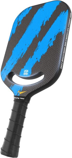 Warping Point Ascent Pickleball Paddle | Carbon Fiber Racket with Aero Throat & Textured Grit Surface | Hexa Polymer Core | USAPA Approved for Swing Speed & Control