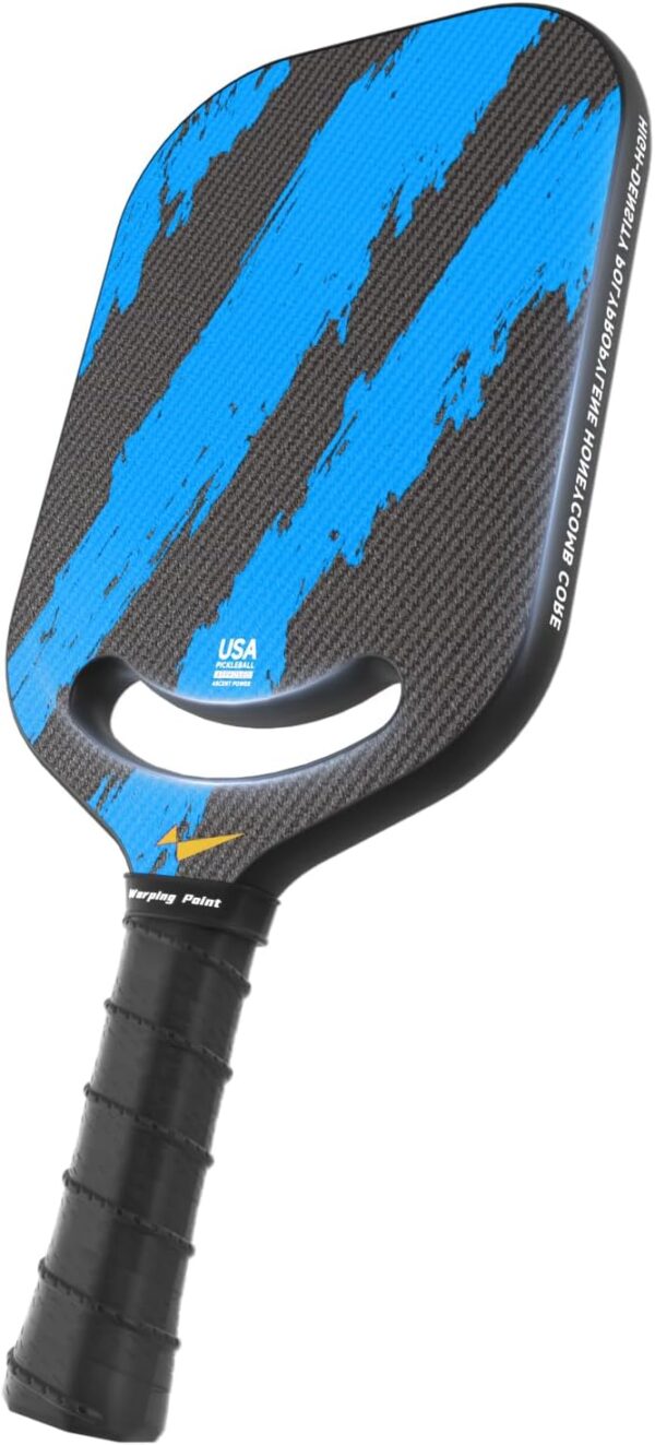 Warping Point Ascent Pickleball Paddle | Carbon Fiber Racket with Aero Throat & Textured Grit Surface | Hexa Polymer Core | USAPA Approved for Swing Speed & Control