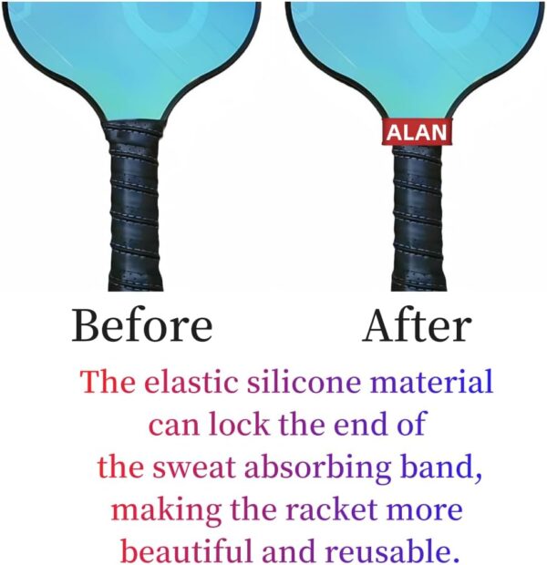 2PCS Personalized Pickleball Paddle Name Bands, Silicone Grip Bands for Racket Handles, Racquetball, Tennis & More, Custom Laser Engraved DIY Gifts for Pickleball Lovers