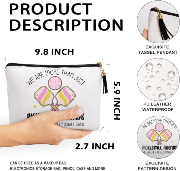 Pickleball Gifts for Women Makeup Bag, Gifts for Pickleball Lovers, Funny Pickleball Accessories Gifts for Women Sisters Besties Daughter Waterproof PU Leather Pickleball Cosmetic Bag