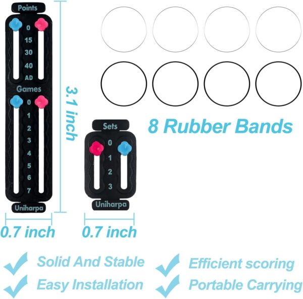 Uniharpa Tennis Score Keeper for Racket Padel,Tennis Racket Pickleball Paddle Scorekeeper,Small Score Board Counter for Tennis Trainer,Point Tracker Recording Points,Recording Points&Sets,1.9g