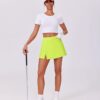 PINSPARK Womens Tennis Skirts High Waisted Golf Skorts with 2 Pockets Side Slit Athletic Skirt for Workout Pickleball Sports