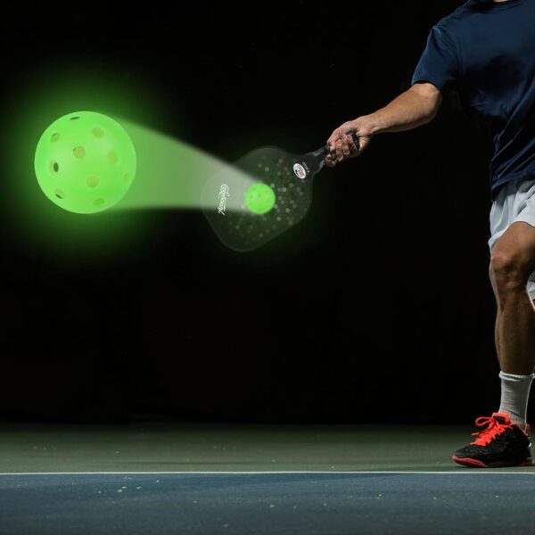 Pickleball Balls, 6 Pack Outdoor Glow in The Dark Pickleballs with Mesh Bag, Luminous Gifts, Light Up Green, High Visibility & Durable for Training