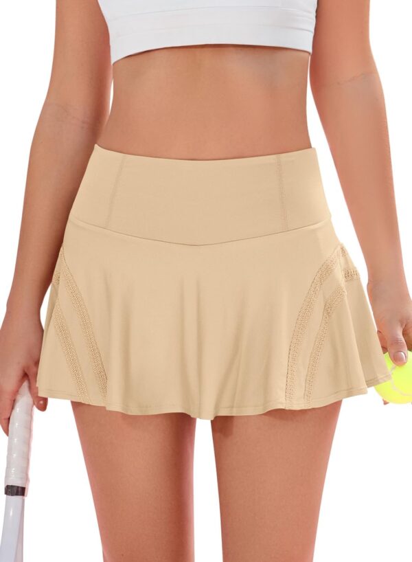 MIHOLL Pleated Tennis Skirt for Women with Pockets Shorts Mini High Waisted Athletic Golf Skorts Skirts for Running Casual