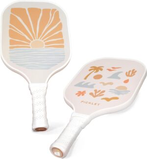 Pickleball Single Paddles - Fiberglass Surface, Honeycomb Core - Cool & Unique Designs - Sweatproof Foam Comfort Grip - Neoprene Cover - Gifts for Pickleball Lovers