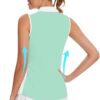 Soneven Womens Sleeveless Golf Shirt Moisture Wicking Athletic Golf Tank Top Printed Polo Tennis Shirts (XS-3XL)