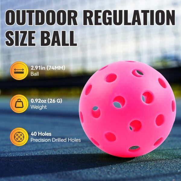 Fizzazzle Pickleball Balls Outdoor 40 Holes - Durable High Bounce USAPA Approved - True Flight Tournament Pickleballs - 4/6/12 Pack - Accessories for Training & Competitive Play