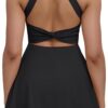 Womens Tennis Workout Dress with Easy Bathroom Shorts Romper Cut Out Twisted Athletic Dresses for Women