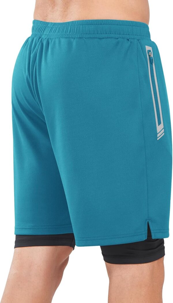 NORTHYARD Men's 2 in 1 Running Shorts Workout Gym Athletic Shorts with Liner Active Training Shorts with Zipper Pockets