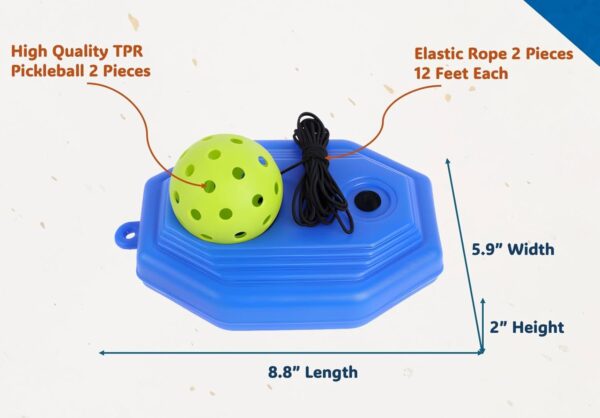 MINI ZOZI Pickleball Trainer Self Practice Training Aids Match Buddy Equipment with High Elastic Strings Launcher Rebounder Machine 2 TPR Balls Accessories for Pickle Ball Lovers Gifts