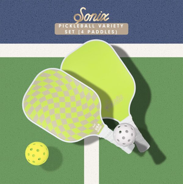 Sonix | Pickleball Paddles Set of 4 | USAPA Approved | Fiberglass Surface Pickleball Set with 4 Paddles, 2 Balls, & Bag