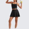 CRZ YOGA Womens Mini Pleated Athletic Tennis Skirts High Waisted A Line Golf Pickleball Casual Skort with Inner Pockets