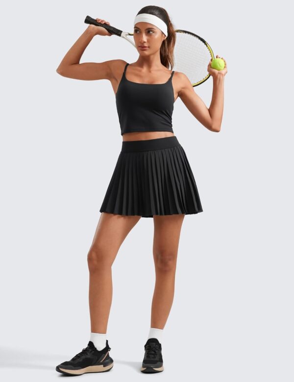 CRZ YOGA Womens Mini Pleated Athletic Tennis Skirts High Waisted A Line Golf Pickleball Casual Skort with Inner Pockets