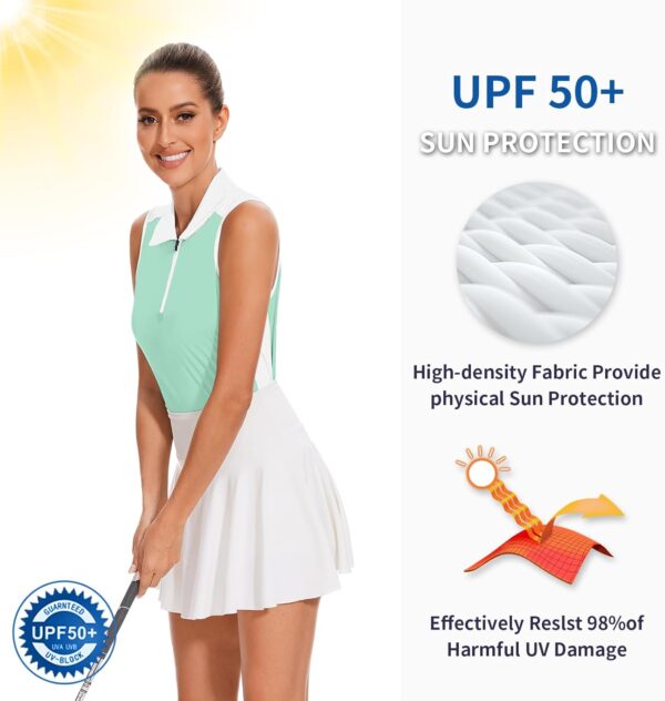 Soneven Womens Sleeveless Golf Shirt Moisture Wicking Athletic Golf Tank Top Printed Polo Tennis Shirts (XS-3XL)