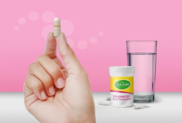 Culturelle 4-in-1 Probiotics for Women, Daily Probiotic & Prebiotic Supplement to Support Vaginal Health, Digestive Health, Immune Health, Occasional Diarrhea, Gas & Bloating Relief, Non-GMO, 30 Count