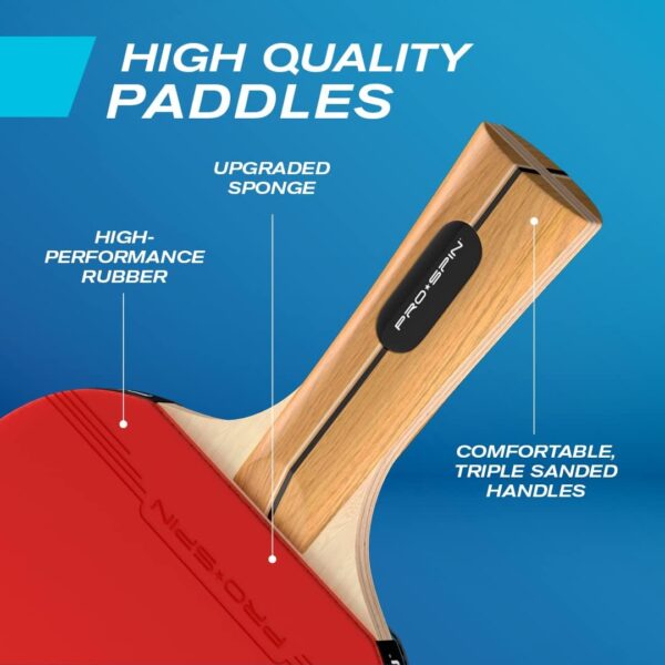 PRO SPIN All-in-One Ping Pong Set - Retractable Ping Pong Net for Any Table (72"), Ping Pong Paddles and Balls, Storage Case - Portable Table Tennis Family Games, Gifts for Boys & Girls