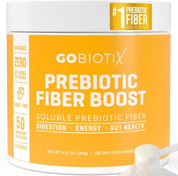 GOBIOTIX Prebiotic Fiber Supplement Powder for Digestive Health, Soluble Fiber for Gut Health, Gluten & Sugar Free, Keto, Vegan, 35 Servings (1 Pack)