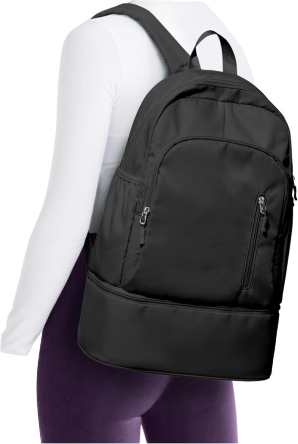 Gym Backpack for Women with Shoes Compartment, waterproof Sports Backpack with Dry Wet Separated Pocket, Cheer Sports Backpack Set, Gym Bags for Fitness Yoga Travel, Black