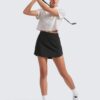 CRZ YOGA Dolphin Golf Skirts for Women A Line High Waisted Casual Athletic Mini Tennis Pickleball Skort with Zipper Pocket