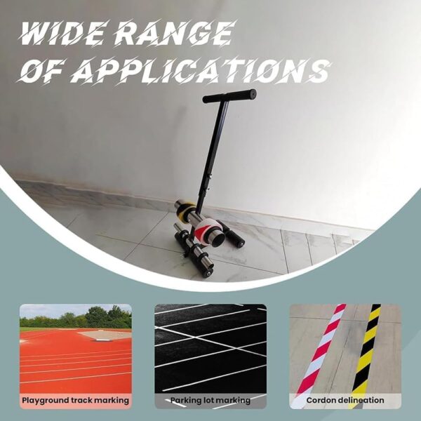Floor tape applicator, court line tape machine Pickleball court concrete marking set, sports field marking machine, basketball court concrete, asphalt, road warning line set (with circle drawing set)