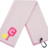 Embroidered Pickleball Towel, Funny Gift for Women, 16"x 24" Microfiber Towel, Pink, Initial C