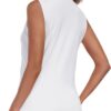 MoFiz Women Racerback Sleeveless Golf Polo Shirts V-Neck Collarless Tennis Running Tank Tops Quick Dry Athletic Casual