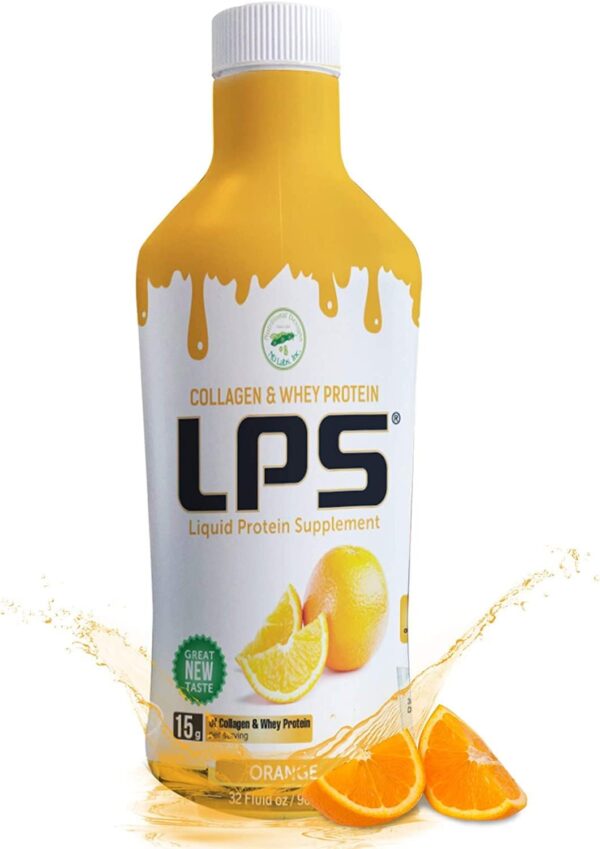 Nutritional Designs LPS Liquid Collagen & Whey Protein Supplement - Sugar-Free Non-GMO Drink - Promotes Healthy Skin & Hair for Men & Women (Orange)