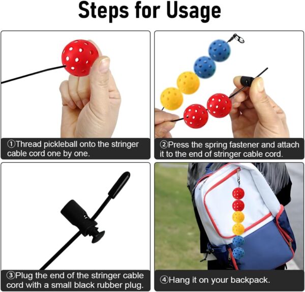 Pickleball Storage Cable Chord, Innovative Pickleball Ball Holder, Fashion Pickleball Storage Accessories, Save Space
