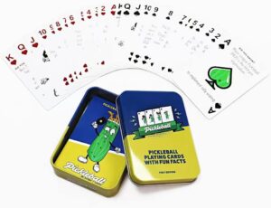 Pickleball Playing Cards with Fun Facts: Standard 52 Card Deck, Great Gift for All Ages 96+ (Unisex, Green)