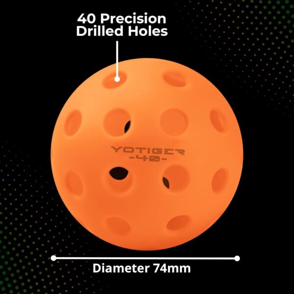 YOTIGER Pickleball Balls, 4 Pack | 12 Pack | 36 Pack - 40 Holes, High Visibility & Bounce, Durable for All Skill Levels