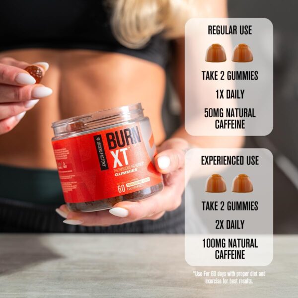 Jacked Factory Burn-XT Weight Loss Gummies - Thermogenic Fat Burner & Appetite Suppressant Gummies with Acetyl-L-Carnitine HCL, MitoBurn, & Caffeine - 60 Gummies, Tangerine Sour