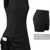 Womens Sleeveless Golf Tennis Dresses with Inner Shorts＆Pockets for Workout Exercise