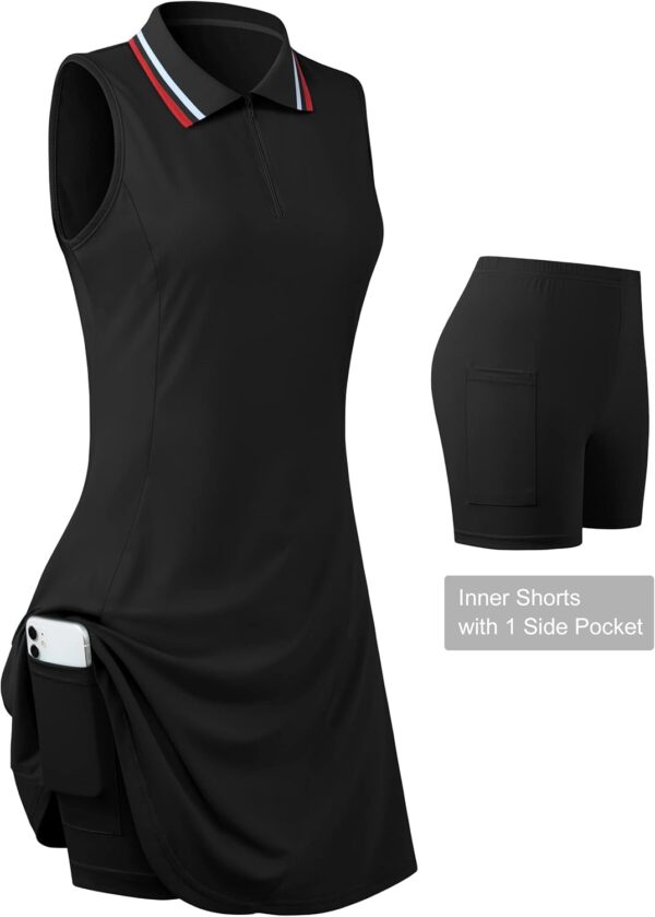 Womens Sleeveless Golf Tennis Dresses with Inner Shorts＆Pockets for Workout Exercise