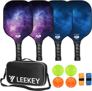 LEEKEY Pickleball Paddles Set of 2 - USAPA Approved Fiberglass Pickleball Racket, Racquet Made of Polypropylene Honeycomb Core,Lightweight Design Pickleball Paddles for Men Women Beginners