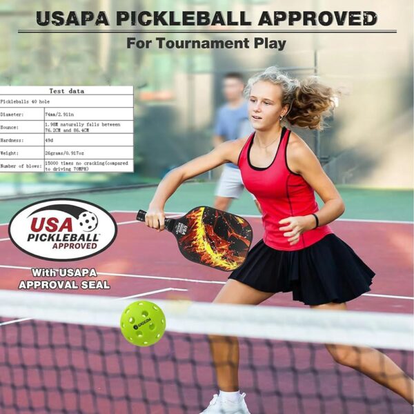 Outdoor Pickleballs - 40 Holes, USAPA Approved, High Bounce, Durable TPE Balls for All Skill Levels, 6 Pack