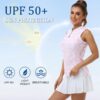 Women's Sleeveless Tennis Shirt Golf Shirts for Women Quick Dry Pickleball Shirts UPF 50+ Sportswear T-Shirts with Zipper