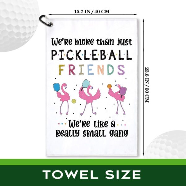 We are More Than Just Pickleball Friends Polyester and Cotton Blend Printed Sport Towel with Clip, Pickleball Gift for Pickleball Lover, Funny Flamingo Pickleball Accessories for Men Women,