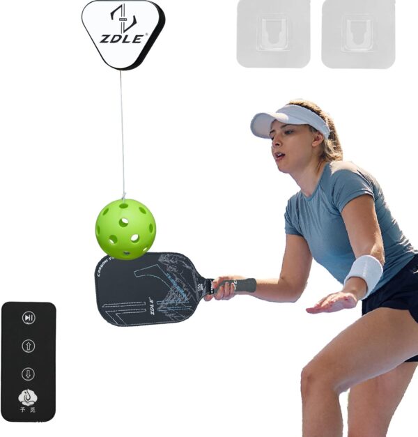 Pickleball Trainer with Remote Adjustable for Training and Practice - Perfect Practice Equipment for Single Player Training White