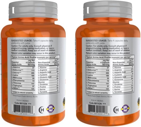 NOW Foods Sports Nutrition, Amino Complete™ | Protein Blend with 21 Aminos and B-6 | 120 Veg Capsules - Pack of 2 with Pill Organizer