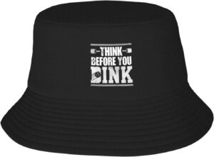 Think Before You Drink Pickleball Gifts Funny Dink Pickle Ball Lovers Gifts Bucket Hat Summer Hat Sun Beach Bucket Cap Black
