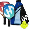 Set of 2 Paddles with 4 PICKLEBALLS and Carrying Bag, Fiberglass Surface Pickleball Paddles - Durable Pickleball Paddles Set for 2 - Pickleball Bundle