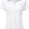 MoFiz Womens Zip up Golf Polo Shirt Short Sleeve Workout Golf Top Moisture Wicking Lightweight Tennis Shirts