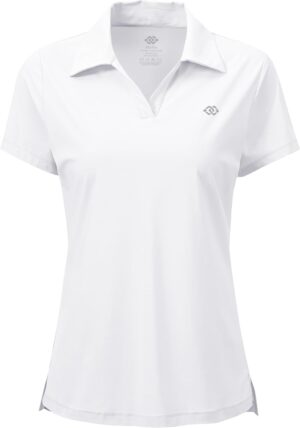 MoFiz Womens Zip up Golf Polo Shirt Short Sleeve Workout Golf Top Moisture Wicking Lightweight Tennis Shirts
